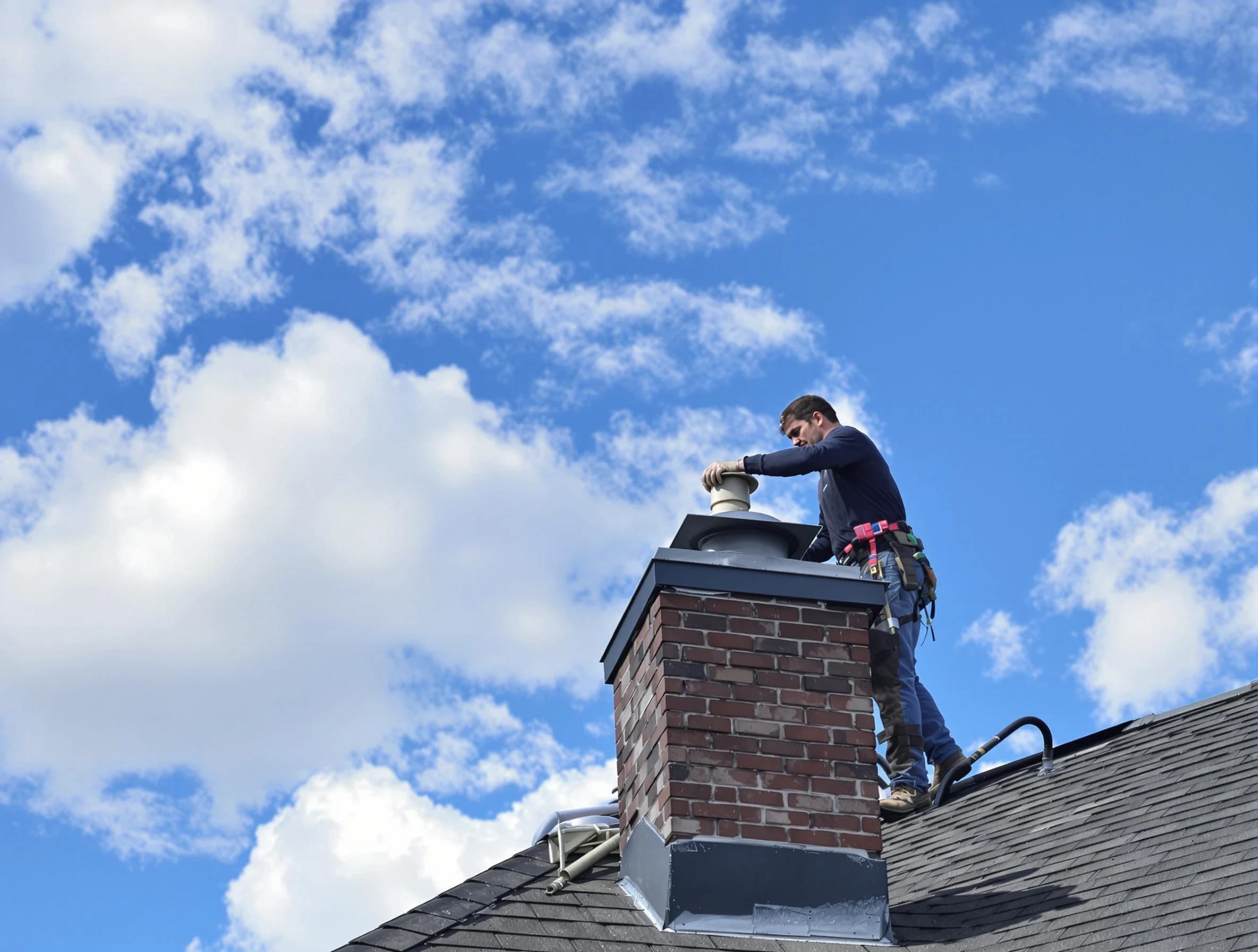Pelham Chimney Sweep installing a sturdy chimney cap in Pelham, AL