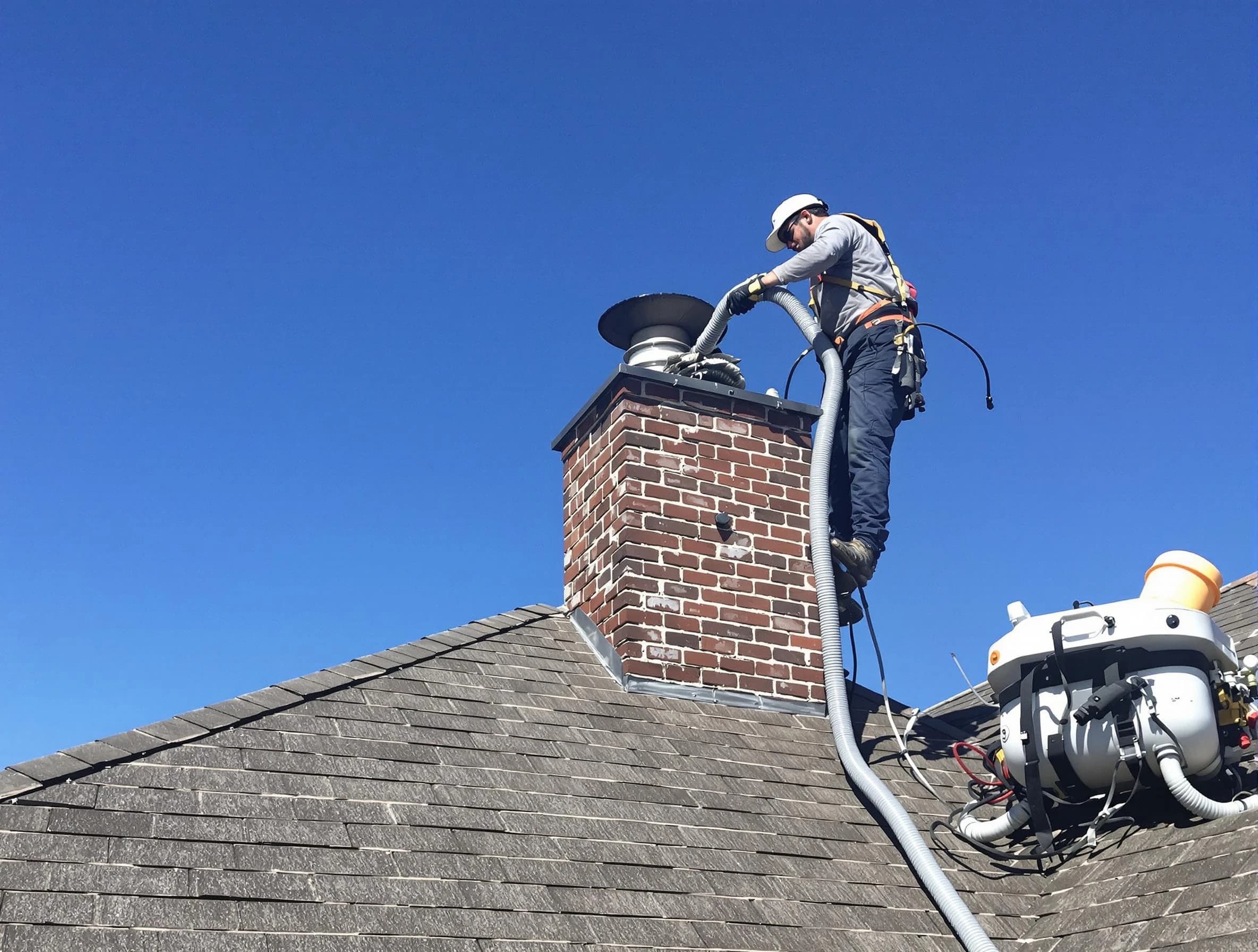 Dedicated Pelham Chimney Sweep team member cleaning a chimney in Pelham, AL
