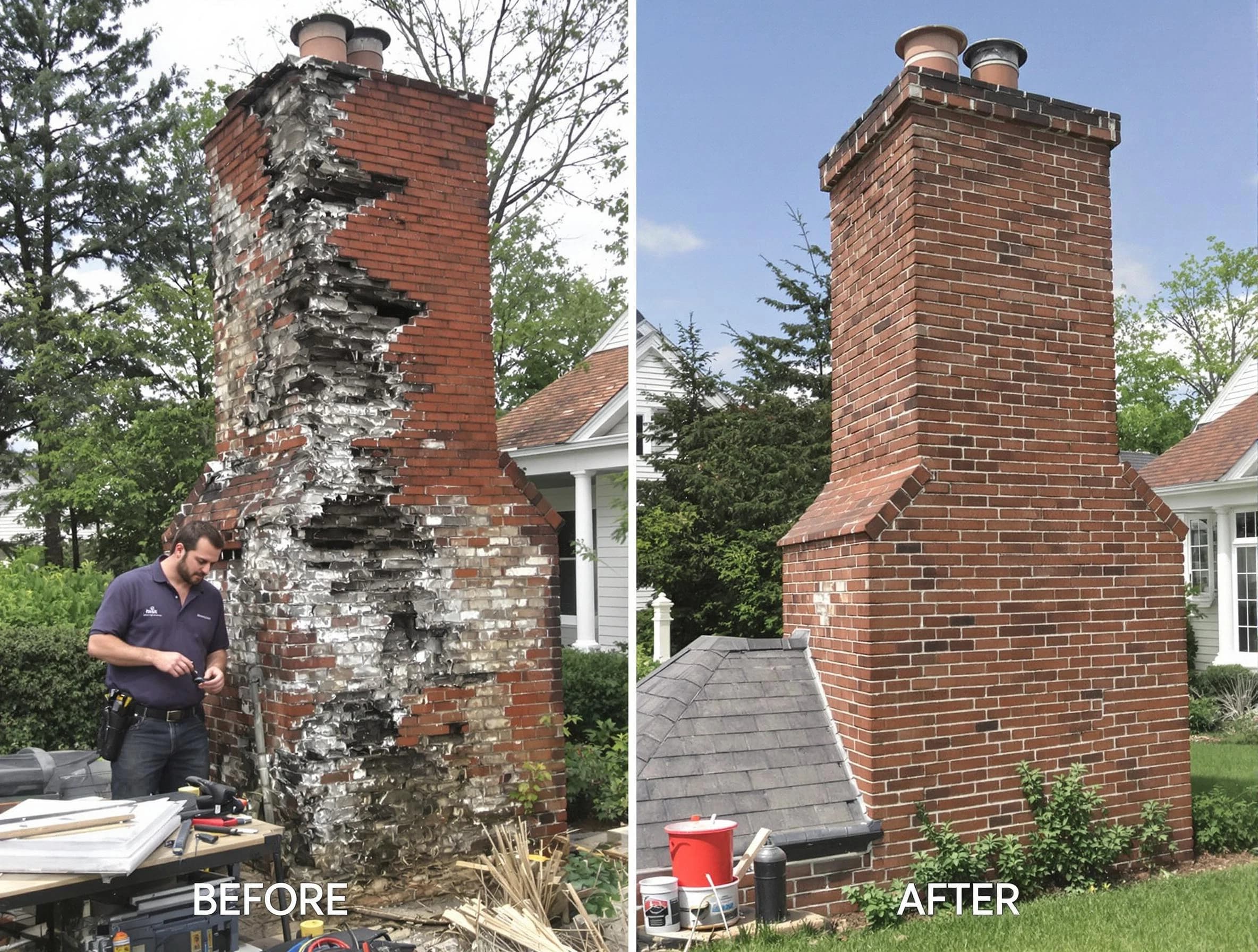 Pelham Chimney Sweep performing a full chimney restoration in Pelham, AL