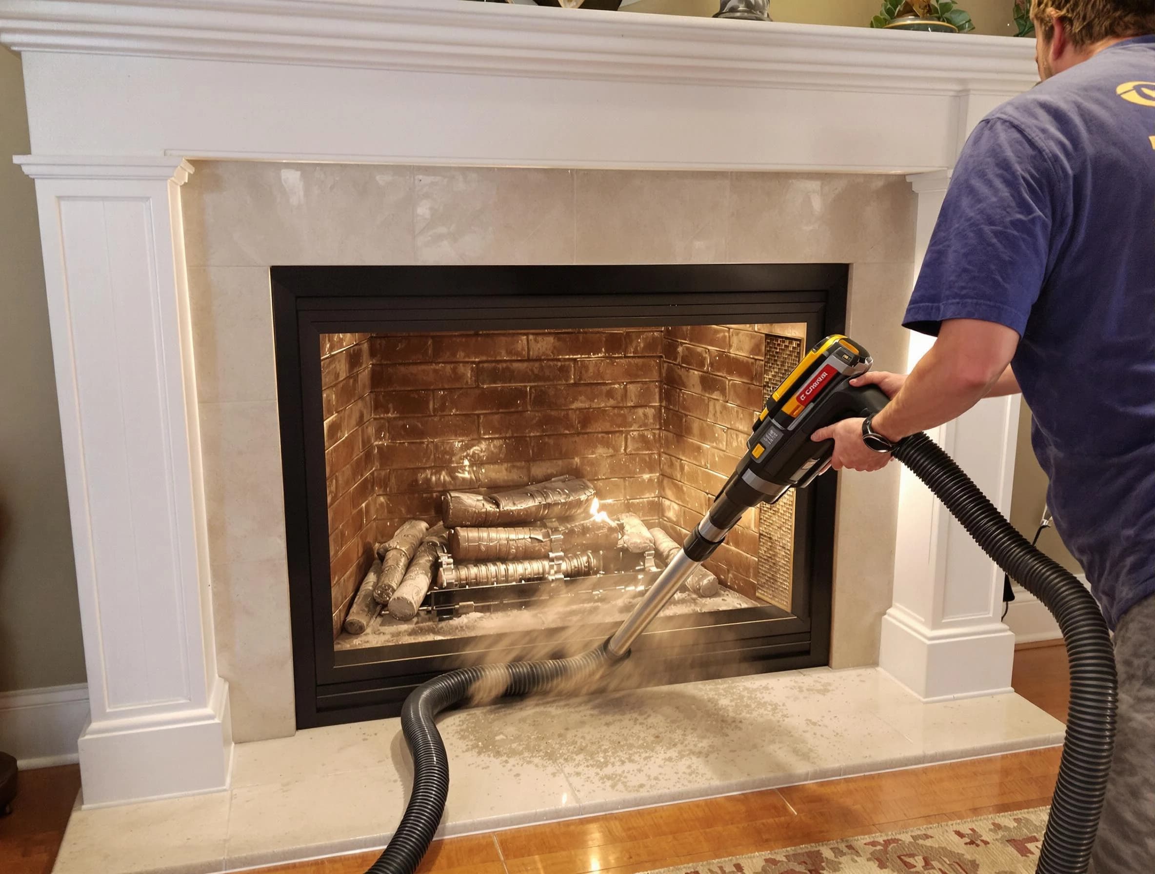 Fireplace cleaning performed by Pelham Chimney Sweep in Pelham, AL