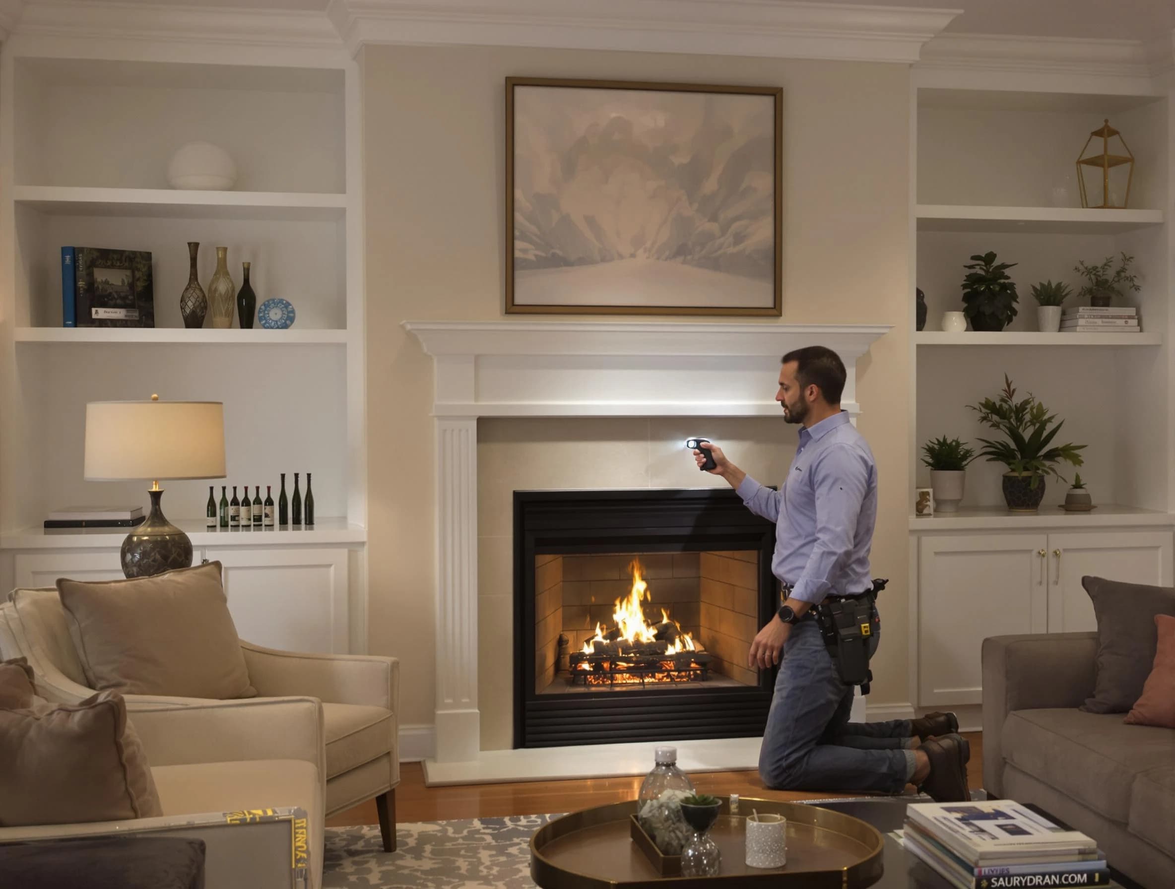 Pelham Chimney Sweep conducting a fireplace safety inspection in Pelham, AL