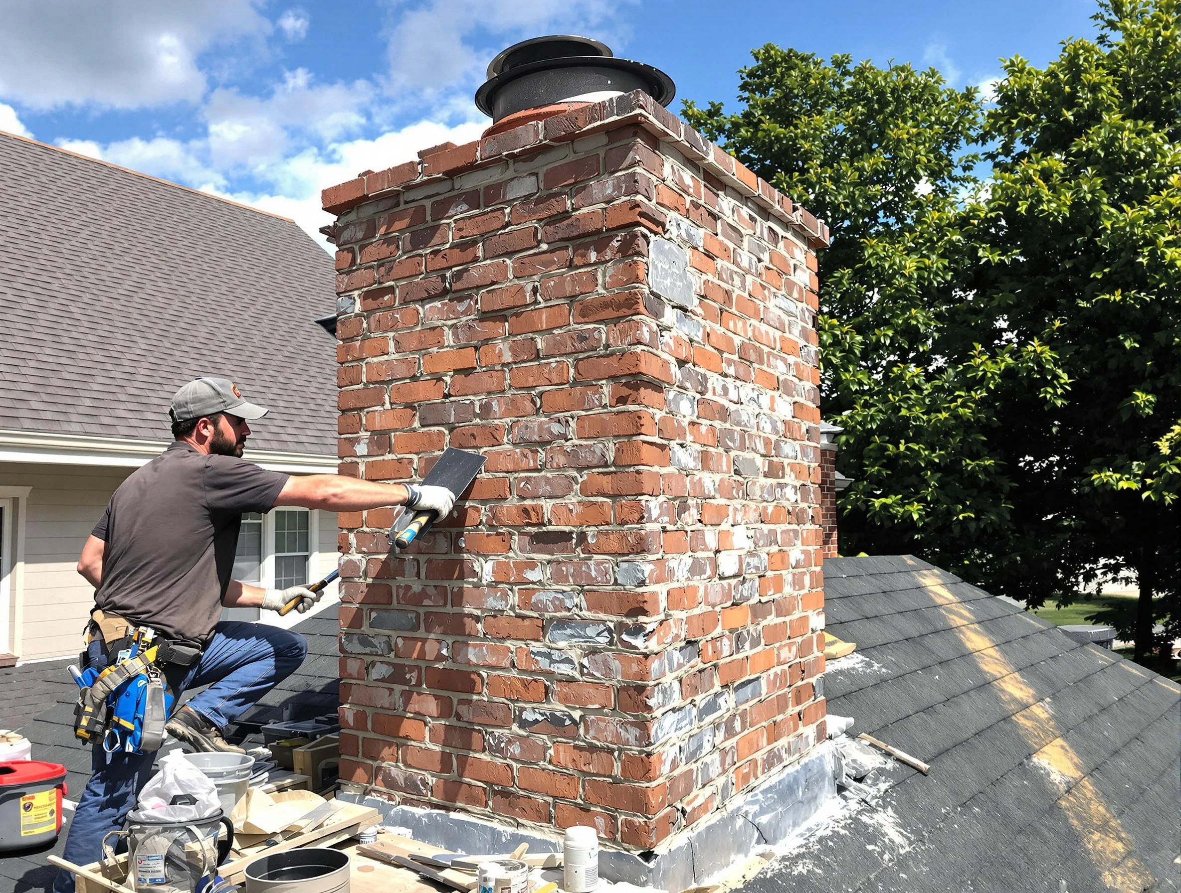 Completed chimney rebuild by Pelham Chimney Sweep in Pelham, AL