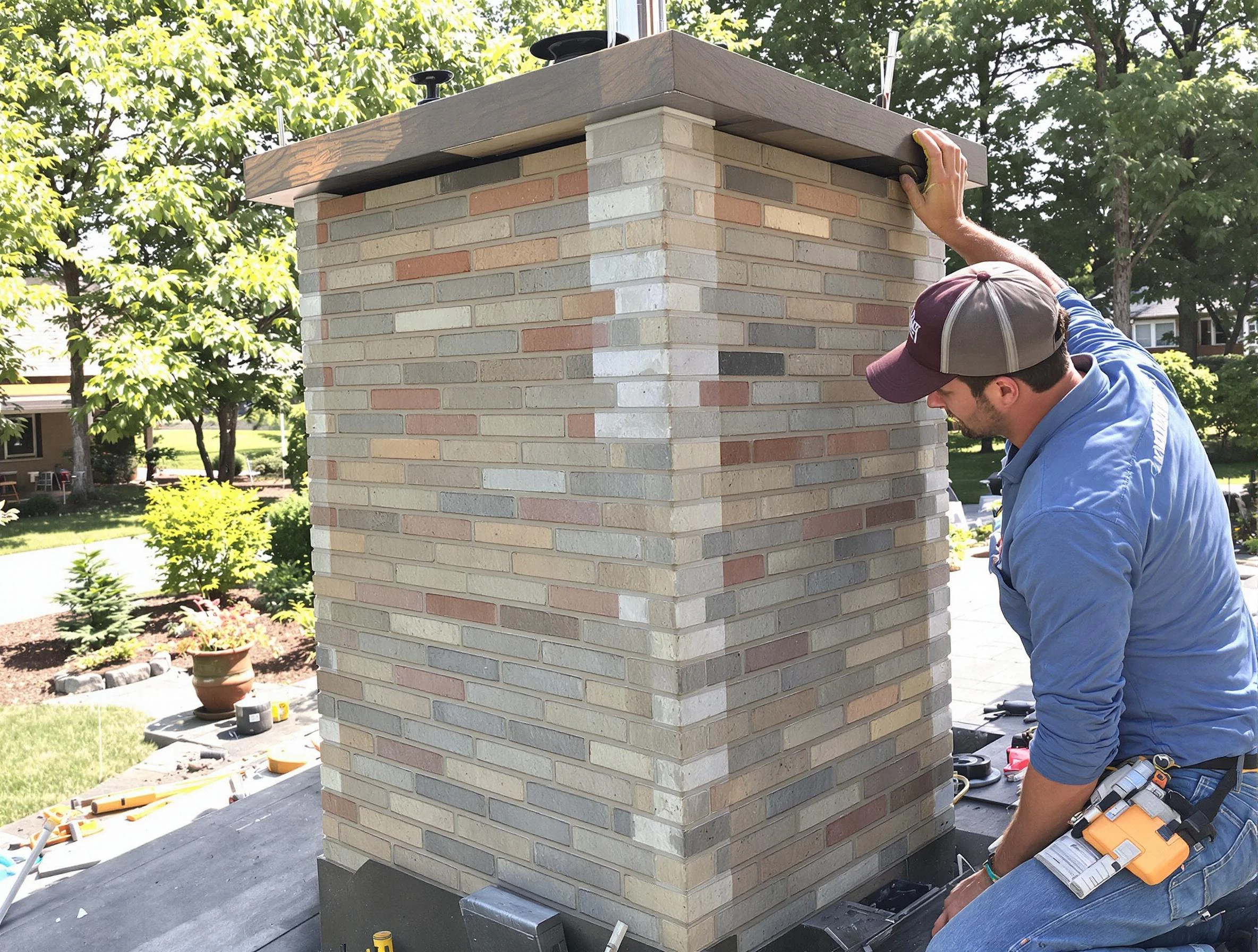 Pelham Chimney Sweep completing a modern chimney remodel in Pelham, AL