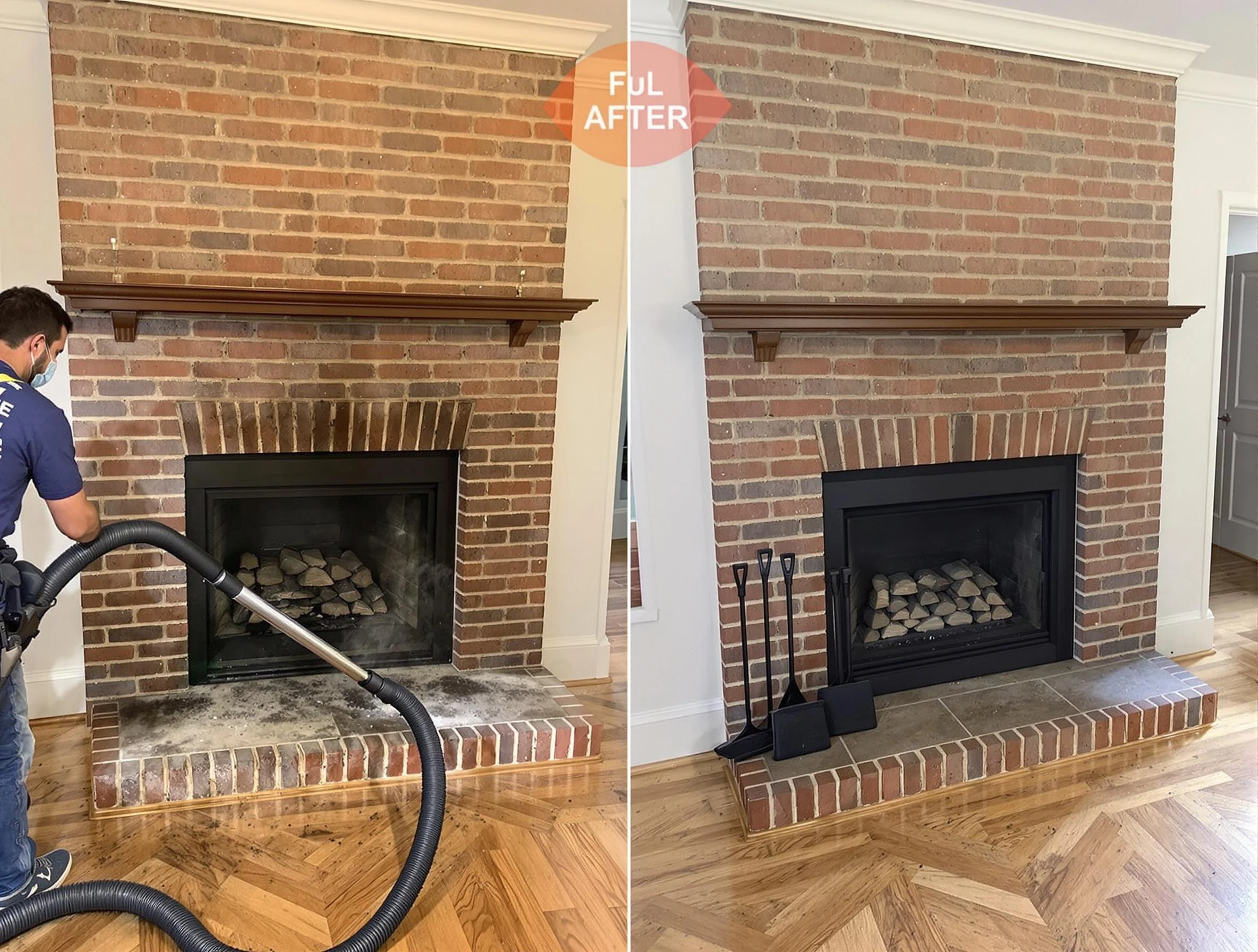 Pelham Chimney Sweep carefully sanitizing a fireplace in Pelham, AL